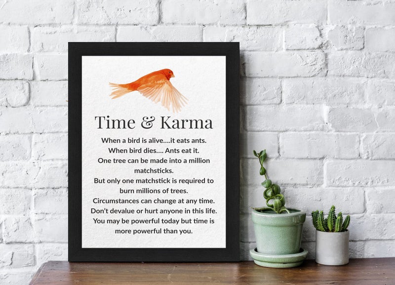 Interio Crafts Time and Karma Motivational Quote Wall Frame, Inspirational Poster for Office and Home Decor, 13 X 10 inches - Image 2