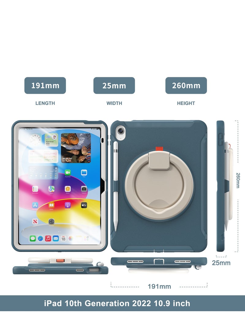 GULFLINK Rugged Heavy Duty Protective Case with Rotating Stand for ipad 10th 10.9 inch 2022（A2757/A2777）Cornflower blue  - Image 3