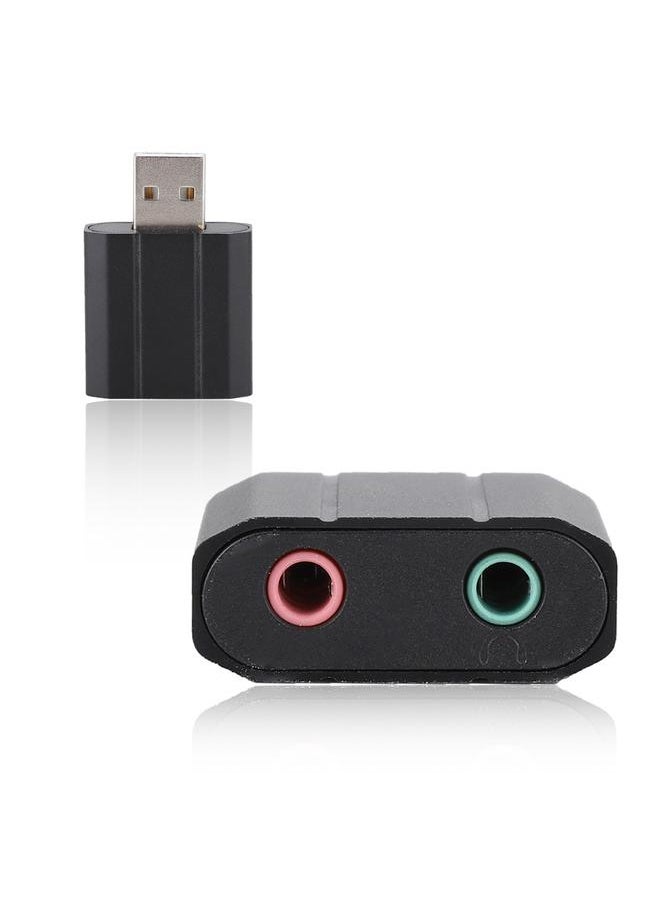 Thoraya Mini External USB Sound Card Headphone Adapter Audio Card For PS4 Computer SoundCard (Black)  - Image 5