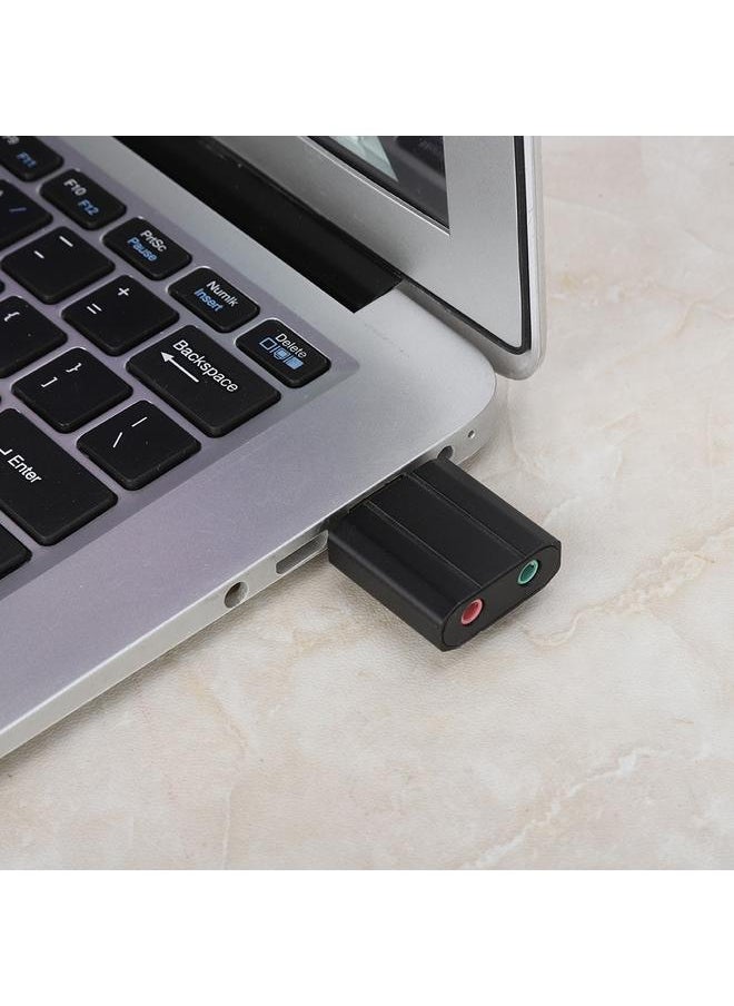 Thoraya Mini External USB Sound Card Headphone Adapter Audio Card For PS4 Computer SoundCard (Black)  - Image 4