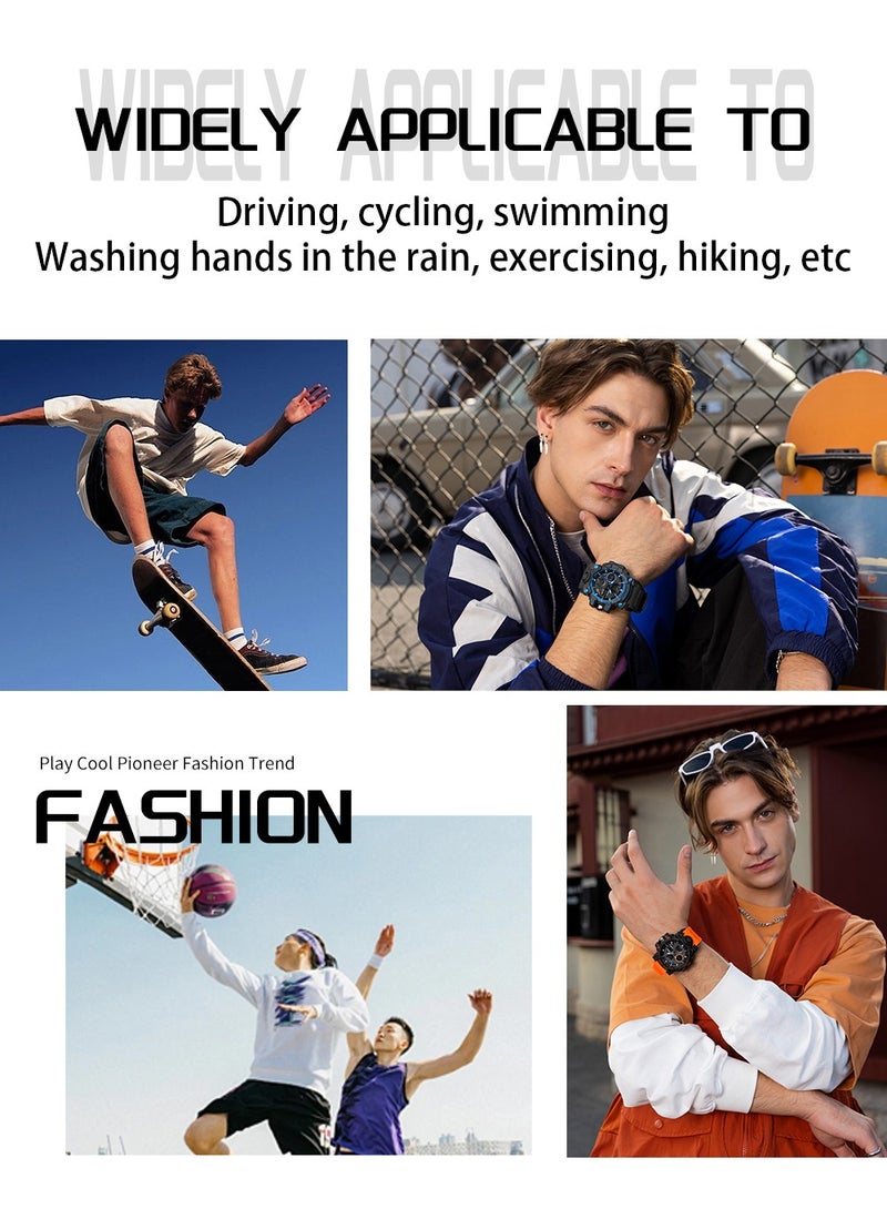 ساندا ساعة يد كوارتز رياضية للرجال من طراز مقاومة للماء بشاشة مزدوجة للرجال - Image 4