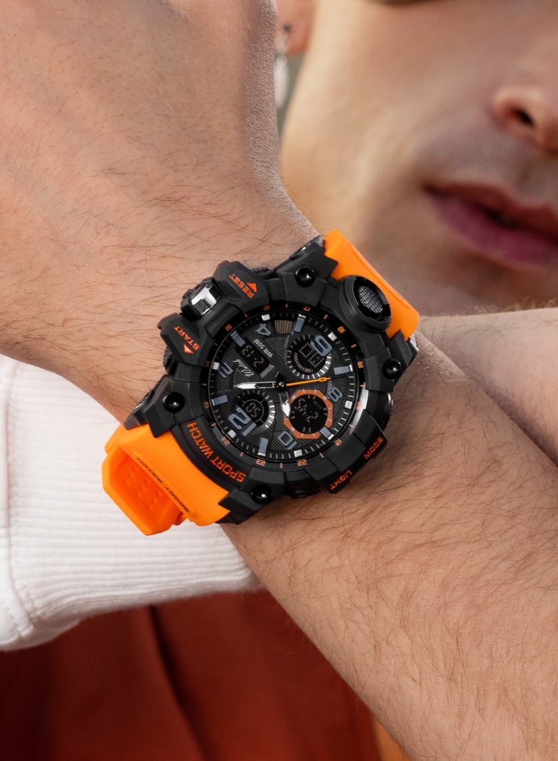 ساندا ساعة يد كوارتز رياضية للرجال من طراز مقاومة للماء بشاشة مزدوجة للرجال - Image 2