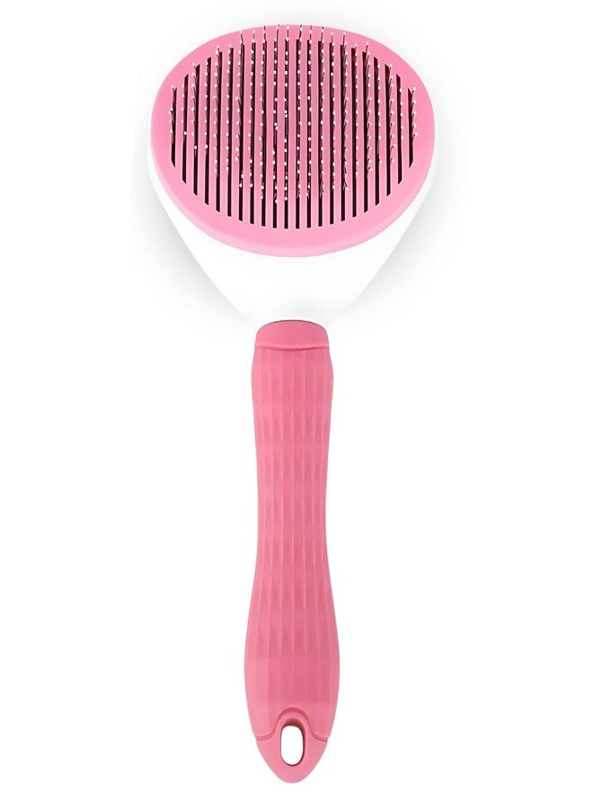 Agirav Tails Self Cleaning Slicker Brush, Pet Grooming Shedding Brush for Dogs and Cats - Easy to Remove Loose Undercoat, Pet Massaging Tool Suitable for Pets with Long or Short Hair(OVAL,PINK) - Image 1
