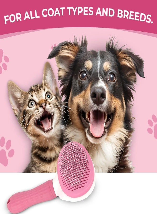 Agirav Tails Self Cleaning Slicker Brush, Pet Grooming Shedding Brush for Dogs and Cats - Easy to Remove Loose Undercoat, Pet Massaging Tool Suitable for Pets with Long or Short Hair(OVAL,PINK) - Image 5