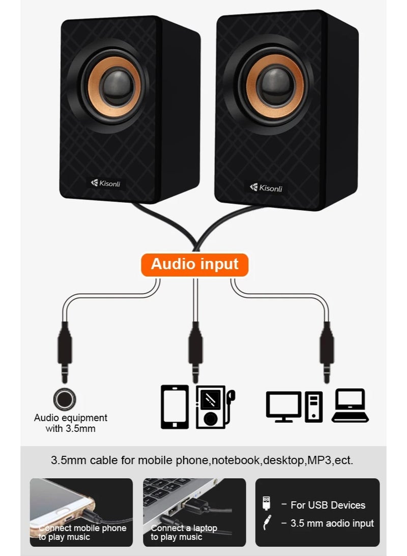 Kisonli KS-01 USB Wired Speaker – Compact Design with Clear Stereo Sound - Image 4