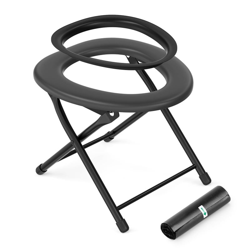 PAHTTO Portable Camping Toilet for Adults, Porta Potty for Camping with Removable Plastic Ring and 15 Disposable Toilet Bags, Folding Toilet for Camping, Hiking, Fishing, Road Trips, RV Travels, Emergency - Image 1