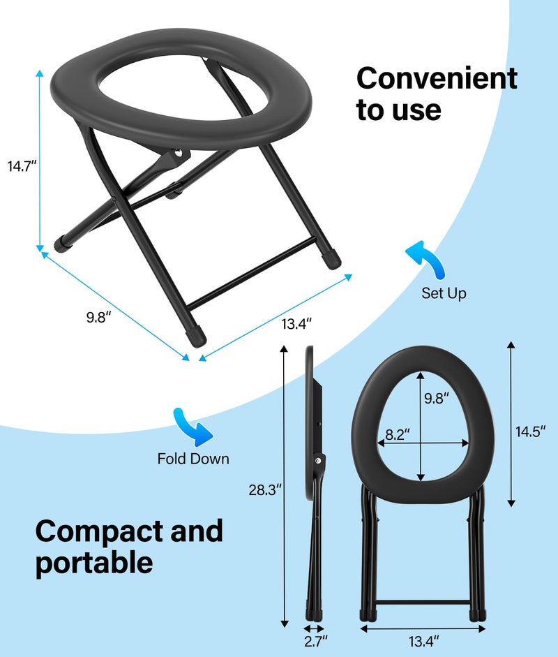 PAHTTO Portable Camping Toilet for Adults, Porta Potty for Camping with Removable Plastic Ring and 15 Disposable Toilet Bags, Folding Toilet for Camping, Hiking, Fishing, Road Trips, RV Travels, Emergency - Image 4