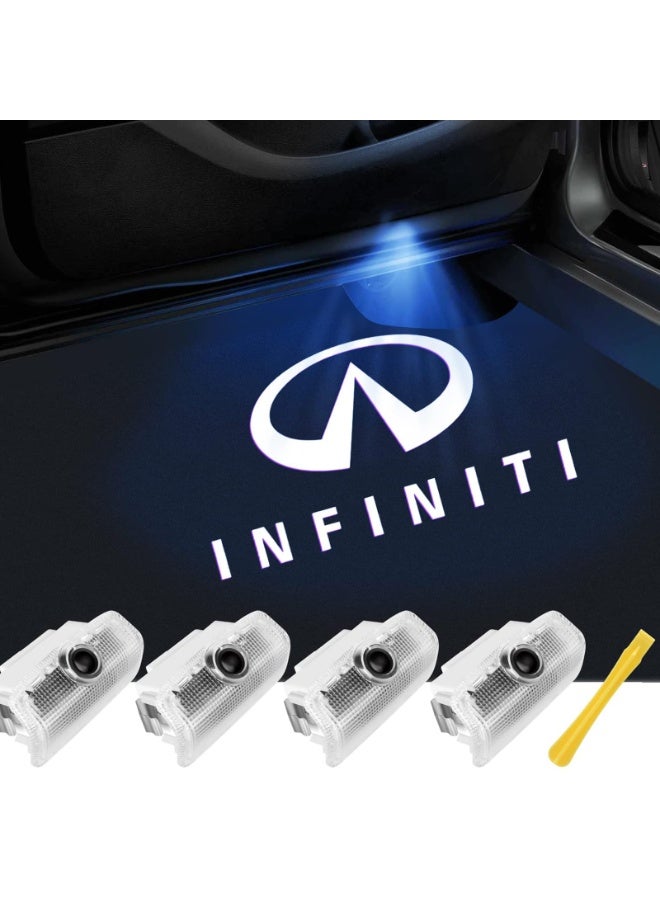 Bukela No Fade Car Door Lights Logo Suitable Fog Lamp for Infiniti, Car Fog Light LED Welcome Lights Accessories for Q50 Q60 Q70 G25 G37 QX50/56/60/70/80 M25/35/37/45/56 FX35/37/45/50 EX25/35/37 (IF-4pcs) - Image 1