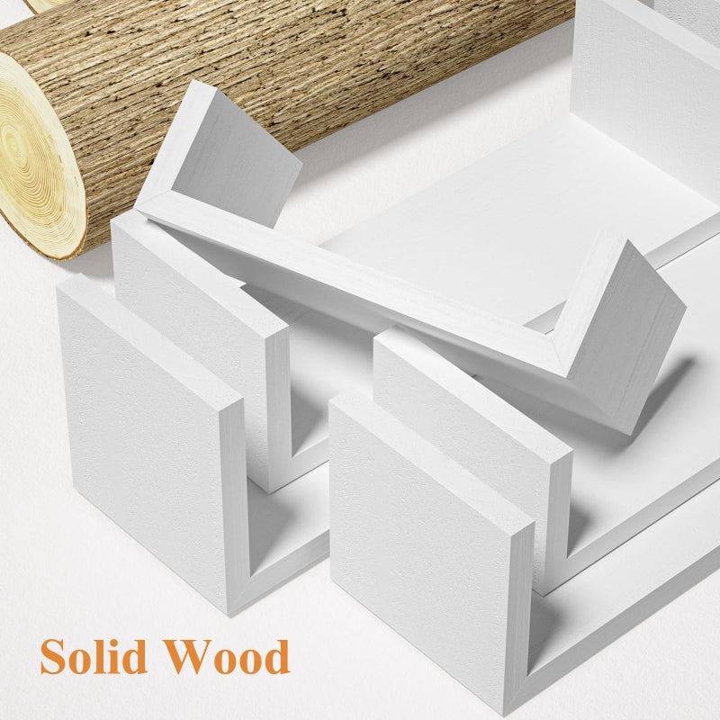 SRIWATANA Floating Shelves for Wall, Wall Shelves for Bathroom, Bedroom, Living Room, Kitchen, Office, Wood Shelves for Home Decor Set of 5 (Washed White) - Image 5