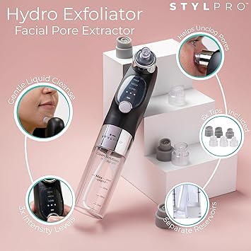 STYLPRO Hydro EXFOLIATOR Wireless Rechargeable Deep Pore Cleanser with Vacuum and Hydration Removes Dead Skin Clears Pores Boosts Hydration Removes Excess Oils and Makeup Residue - Image 2