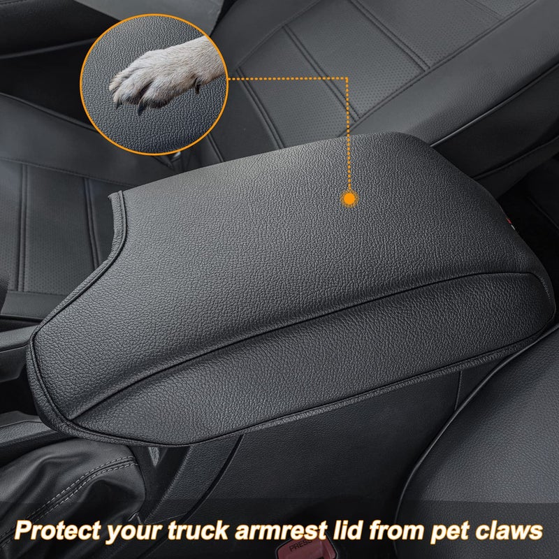 PIMCAR Center Console Cover Compatible with Ford Ranger 2019-2023 Armrest Cushion Custom PU Leather Protector Interior Accessories Black(Not for 2023 Ranger XL/Raptor/Wildtrak) - Image 4