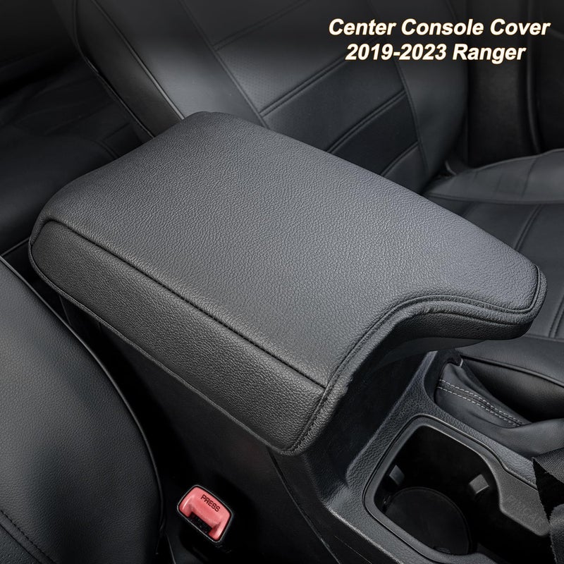 PIMCAR Center Console Cover Compatible with Ford Ranger 2019-2023 Armrest Cushion Custom PU Leather Protector Interior Accessories Black(Not for 2023 Ranger XL/Raptor/Wildtrak) - Image 2