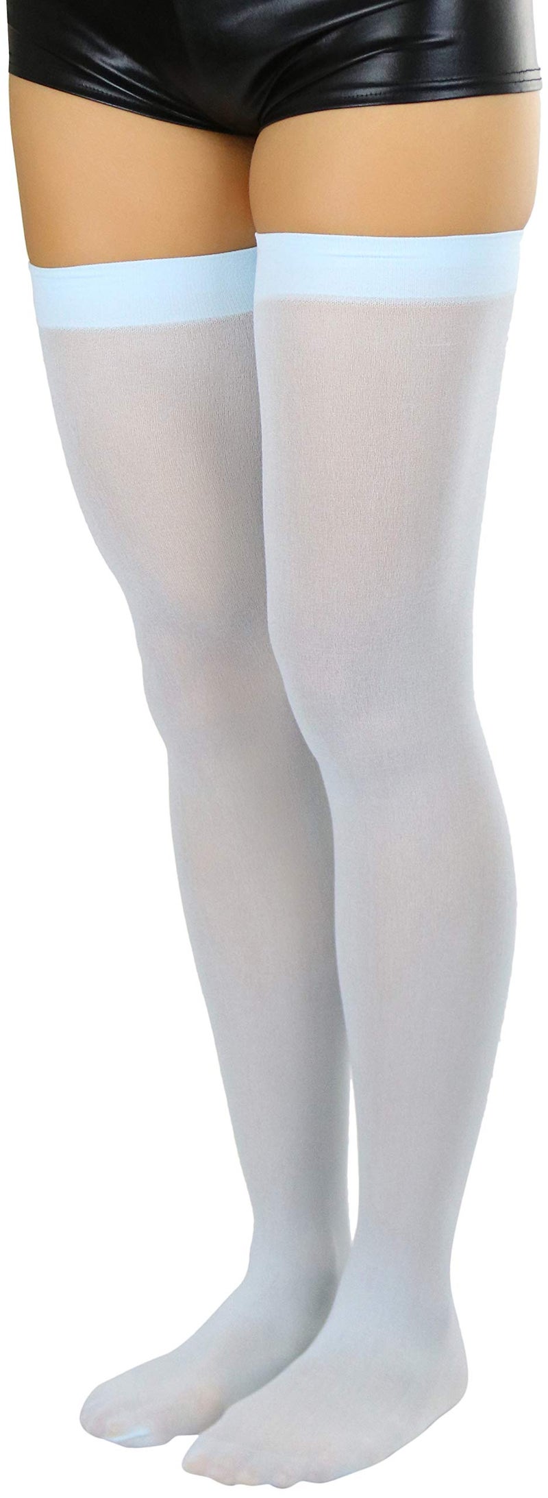ToBeInStyle Women's Nylon Thigh High Schoolgirl Opaque Stockings (Baby Blue) - Image 3