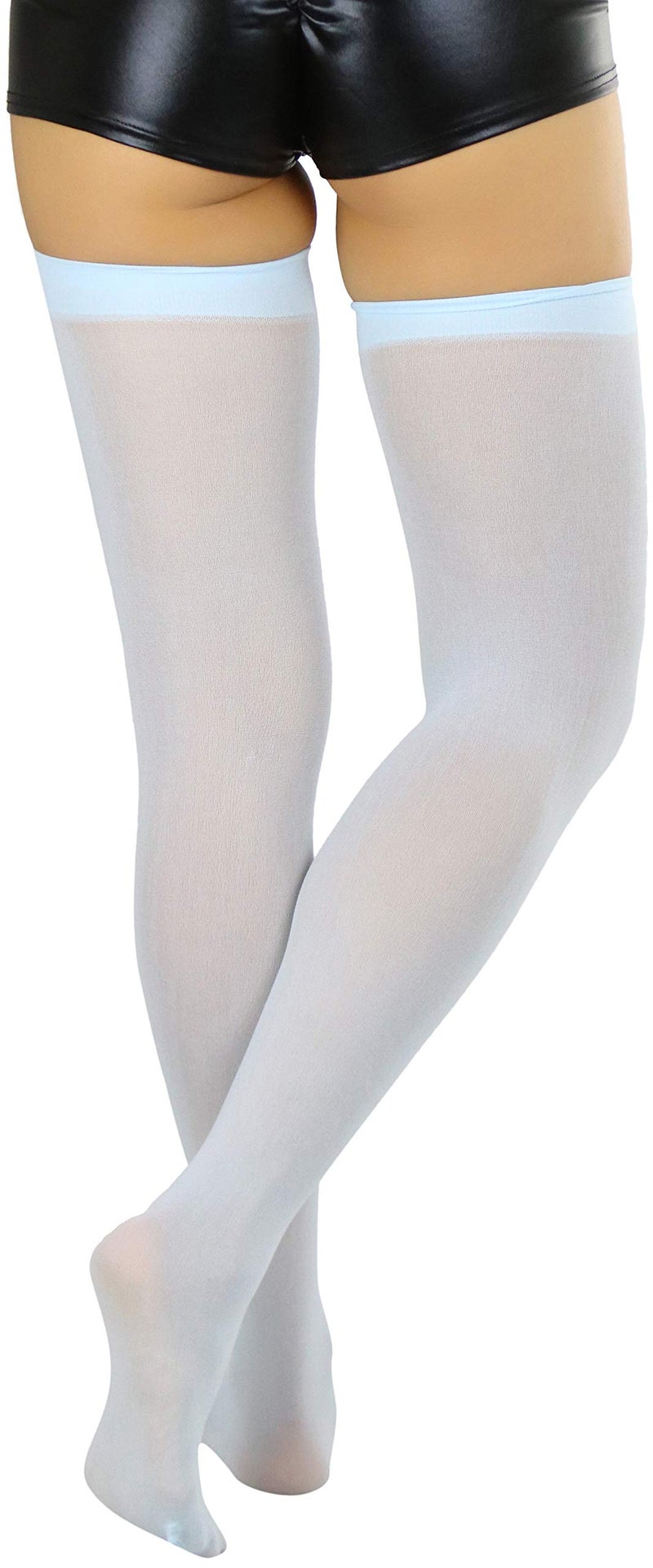 ToBeInStyle Women's Nylon Thigh High Schoolgirl Opaque Stockings (Baby Blue) - Image 2