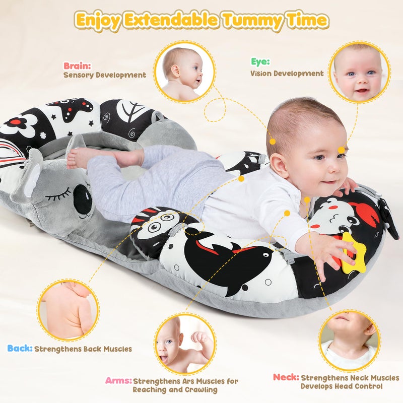 URMYWO Tummy Time Mat - 4 in 1 Cozy Tummy Time u0026 Seated Support Pillow, Tummy Time Pillow for Newborn 0-12 Months, Infant Baby Sit Me Up Floor Seat Early Sensory Development Gifts Tummy Time Play Toys - Image 3