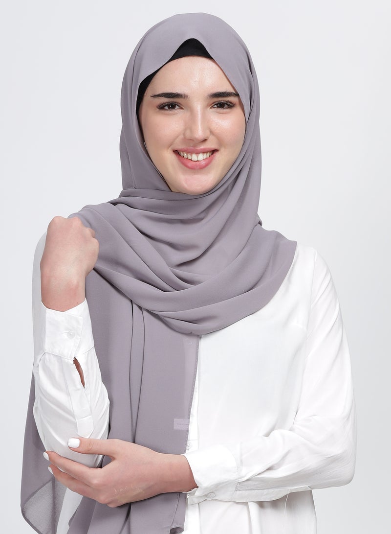 Moja Premium Georgette Hijab - Silver Grey - Image 2
