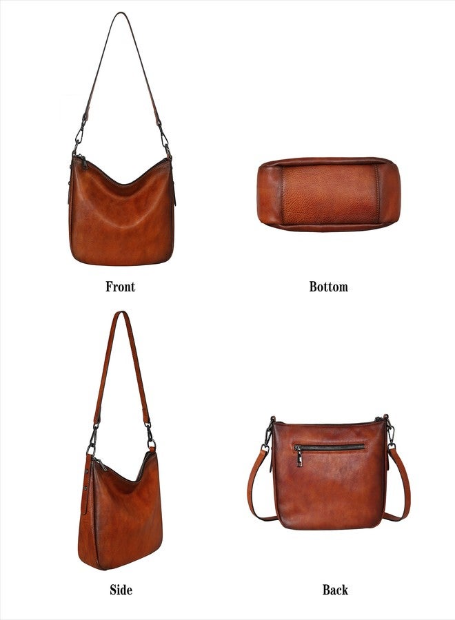 HESHE Soft Leather Shoulder Bag Hobo Crossbody Bags for Women Medium Size Travel Women’s Purses and Handbags Satchel Bags for Women(Brown) - Image 4