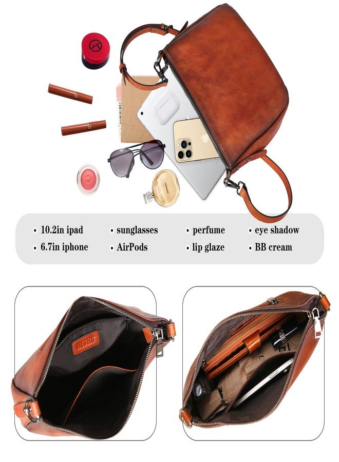 HESHE Soft Leather Shoulder Bag Hobo Crossbody Bags for Women Medium Size Travel Women’s Purses and Handbags Satchel Bags for Women(Brown) - Image 5