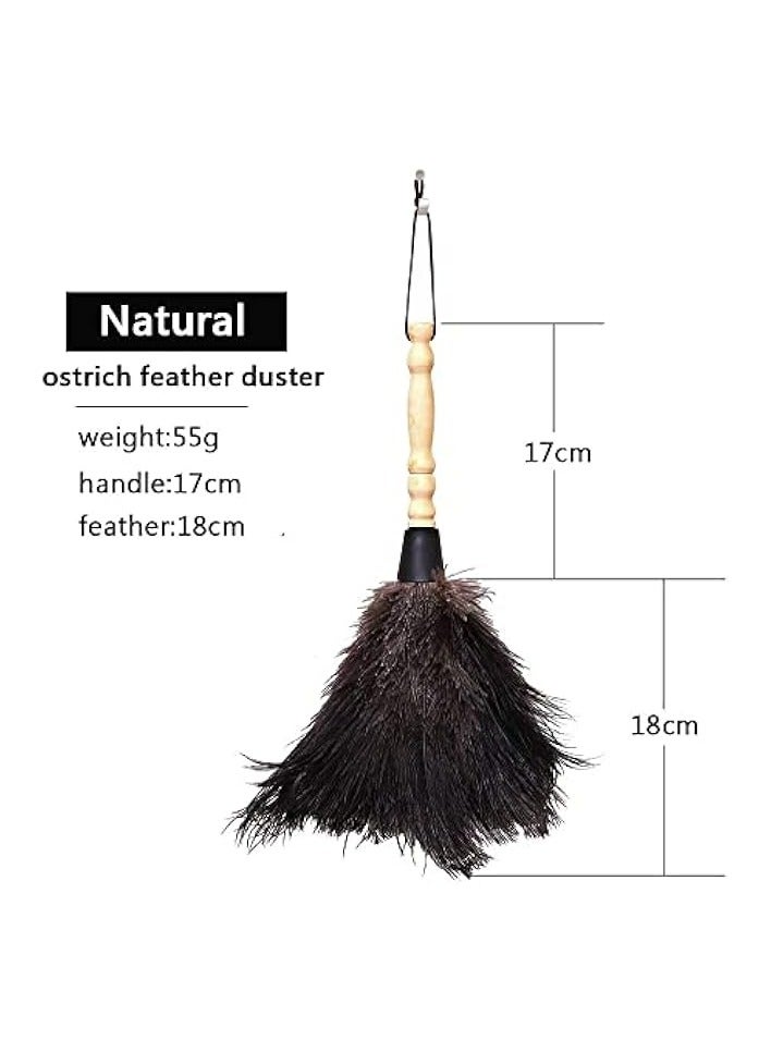 إيروريكس منفضة ريش، ريش أسود 35 سم بمقبض خشبي، منفضة غبار سيارة قابلة لإعادة الاستخدام والغسل، منفضة غبار صديقة للبيئة للمنزل والمكتب والمطبخ - Image 3