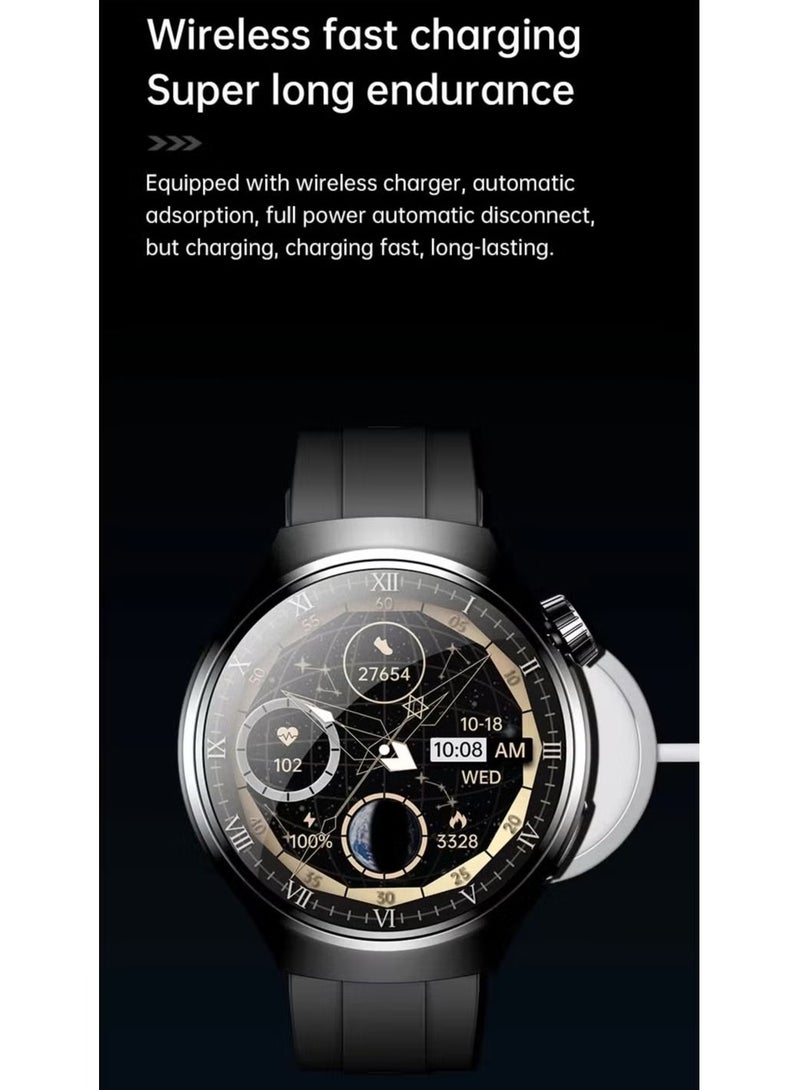 WISME X16 Round Shape Curved Display Smartwatch with 7 Pair Straps, Charging Cable, Designed for Men Silver. - Image 2