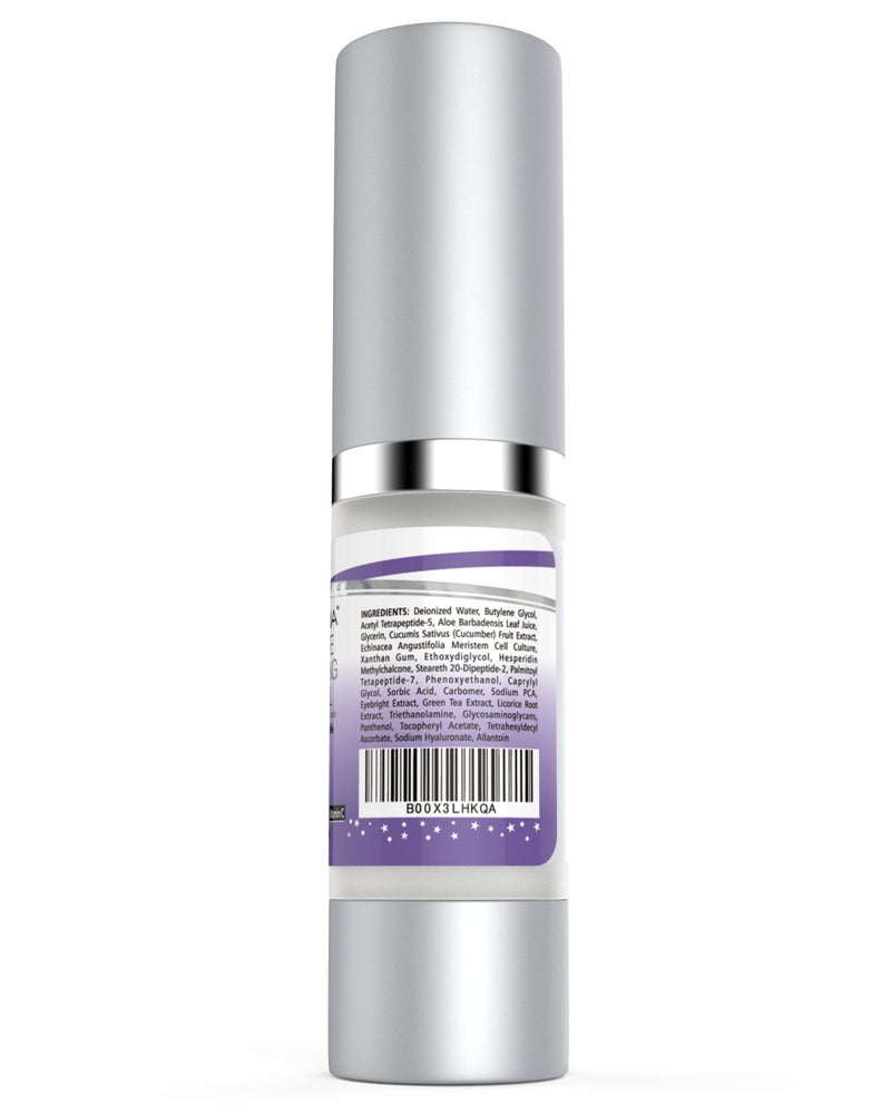 Keshima Eye Gel for Crow's Feet, Puffiness, Sagging Skin, Dark Circles and Wrinkles - Cream with Plant Stem Cells, Vitamin C, Hyaluronic Acid, Complex Peptides, Aloe, Green Tea - Oil Free - Image 3