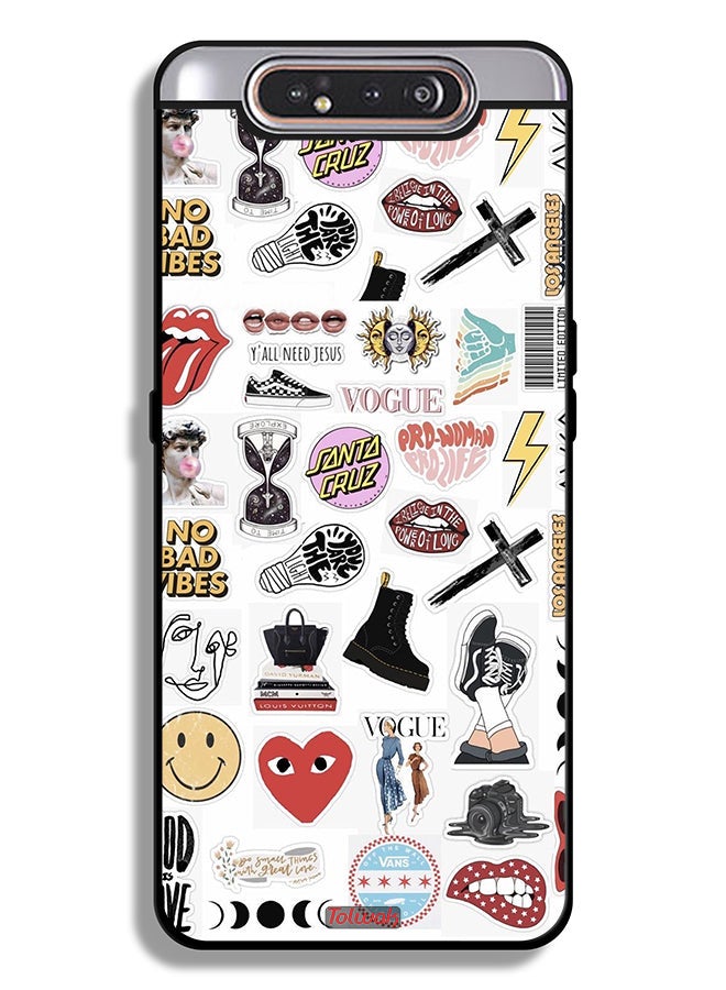 Tolwak Samsung Galaxy A80 Protective Case Cover No Bad Vibes Stickers - Image 1