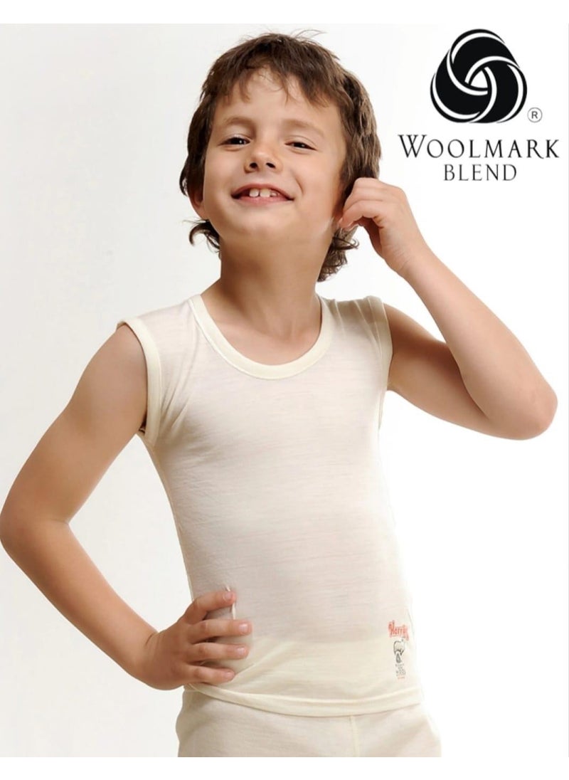 Hasyün 520 Children's Thermal Sweat Absorbent Sleeveless Thin Wool Undershirt 2 Pieces  - Image 1