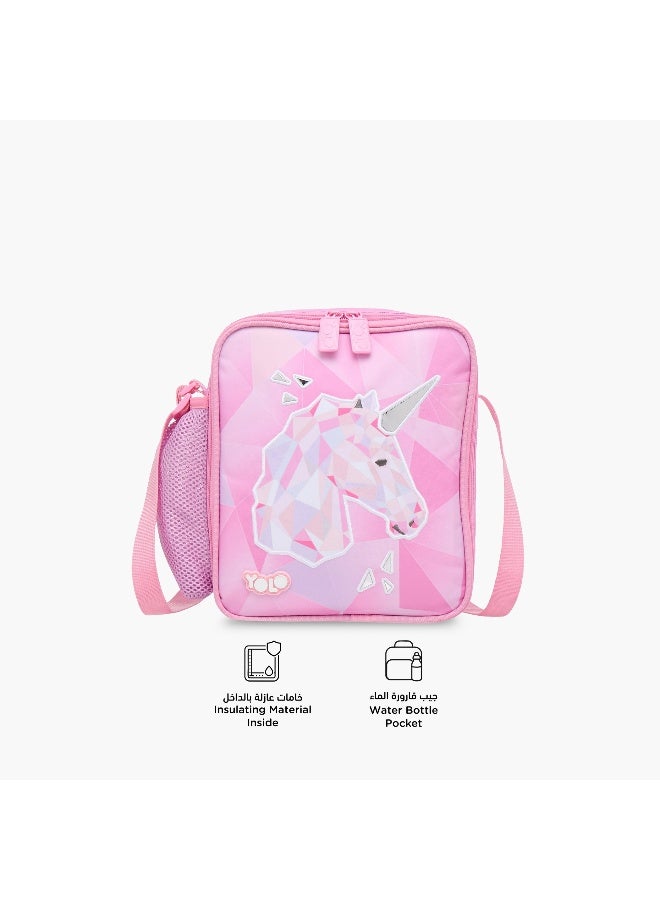 YOLO Pink Unicorn Print Lunch Bag for Kids - Image 4