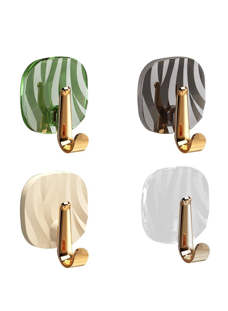 رايتشر خطافات لاصقة لتعليق المناشف والحمام وخطافات حائط شديدة التحمل وخطافات معاطف وتعليقات حائط مقاومة للماء لتعليق المعاطف والقبعات ورفوف المناشف والروب على الحائط - للحمام وغرفة النوم، عبوة من 4 قطع - Image 1