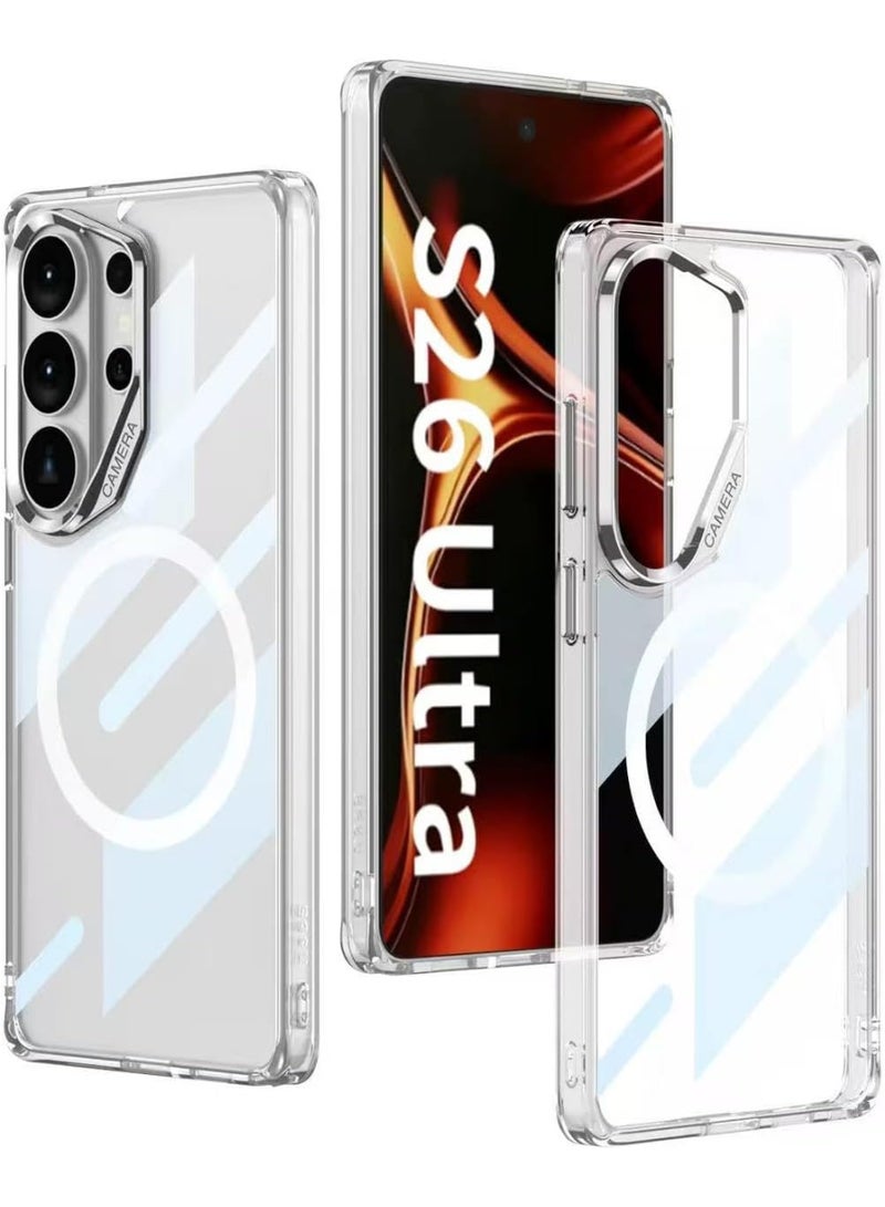 GKK Case for Samsung Galaxy S26 Ultra Magnetic Back Cover Compatible with MagSafe full Camera Protection Luxury Cover، Transparent - Image 1