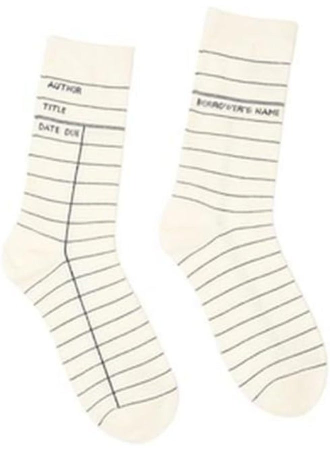 Out of Print Library Card (White) Socks - Large 