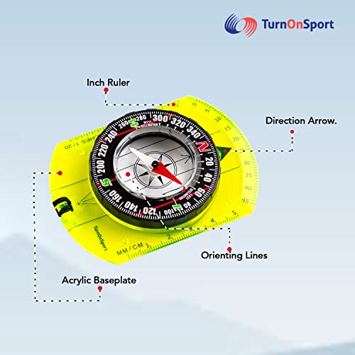 TurnOnSport Orienteering Compass - Hiking Backpacking Compass - Advanced Scout Compass Camping and Navigation - Boy Scout Compass Kids - Childrens Compasses for Map Reading - Baseplate Compass Survival (Blue) - Image 2