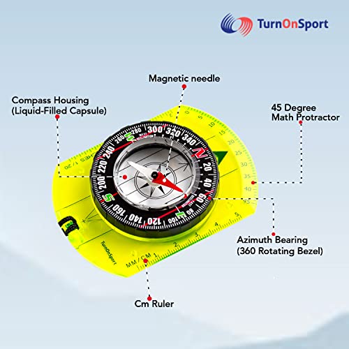 TurnOnSport Orienteering Compass - Hiking Backpacking Compass - Advanced Scout Compass Camping and Navigation - Boy Scout Compass Kids - Childrens Compasses for Map Reading - Baseplate Compass Survival (Blue) - Image 3
