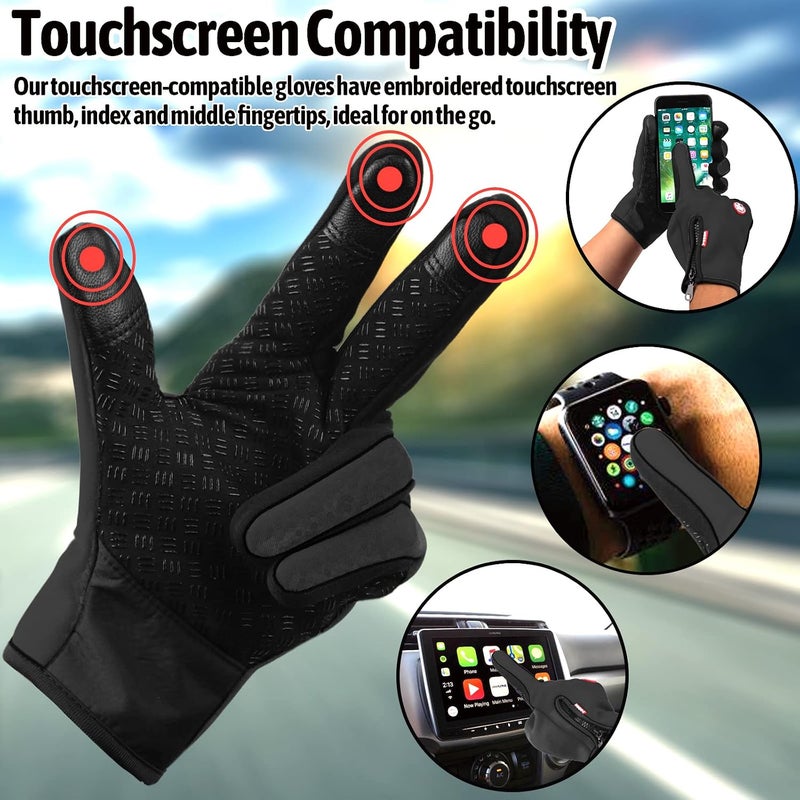HYX Unisex Winter Gloves Waterproof Windproof Touch Screen Non-slip Grip for Driving Cycling Walking - Image 4