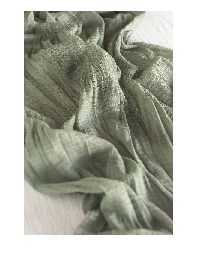 Generic Wide Green Gauze, Semi-Sheer Table Runner Cheesecloth Tablecloth for Rustic Wedding Deco Table Centerpieces Decor (14" x 35")  - Image 4