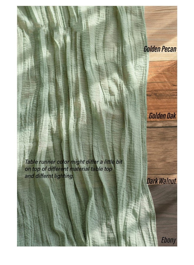 Generic Wide Green Gauze, Semi-Sheer Table Runner Cheesecloth Tablecloth for Rustic Wedding Deco Table Centerpieces Decor (14" x 35")  - Image 5