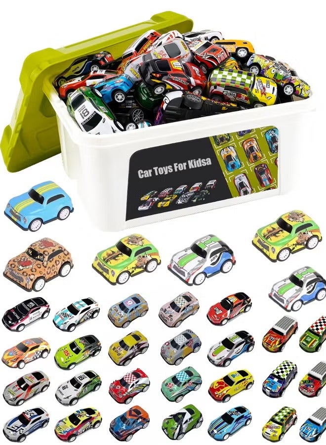 30 Pcs  Aluminum Pull Back Cars, Back Toy Car with Storage Box，Kids Mini Toy Car, Sturdy and Drop-Resistant, Suitable for Family Play, Racing Games Collection - Image 1