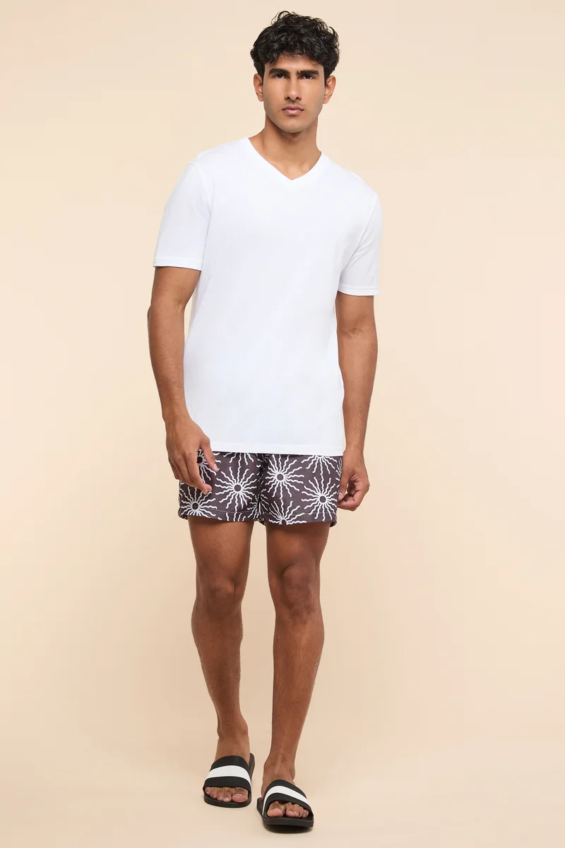 R&b Solid T-Shirt with V-Neck and Short Sleeves