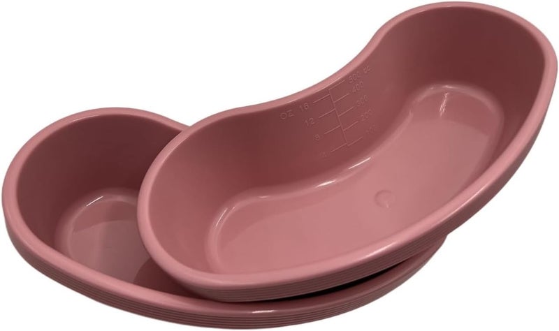 Comfort Axis Graduated Kidney Shaped Plastic Emesis Basin, 500 Milliliters, Pack of 12, Rose - Image 2