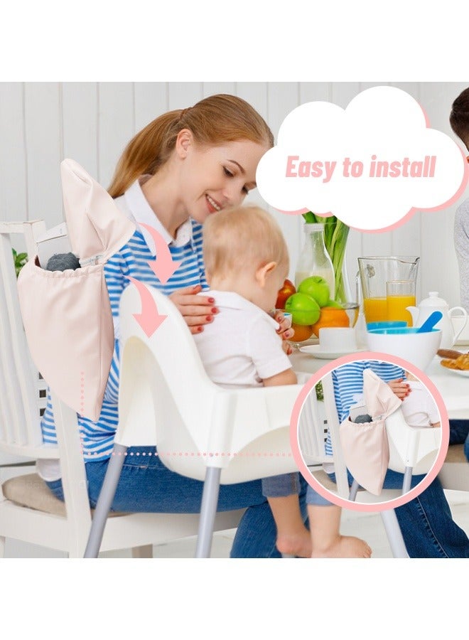 High Chair Handy Pocket Pouch, Mealtime Essentials Organizer of High Chairs, Highchair Accessories Of Storage and Oragnization, Resuable PU Storage Bag with Internal Zippered Pocket(Khaki) - Image 5