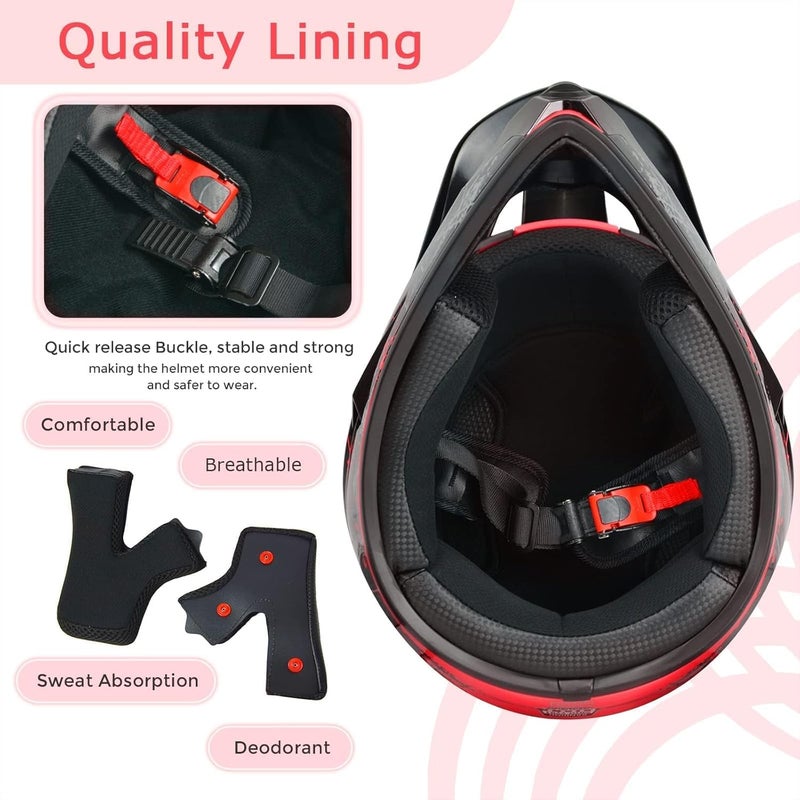 Spark Dirt Bike Helmet Set for Kids and Adults - DOT Approved Off-Road Motorcycle Helmet with Goggles, Gloves, and Mask - Image 4