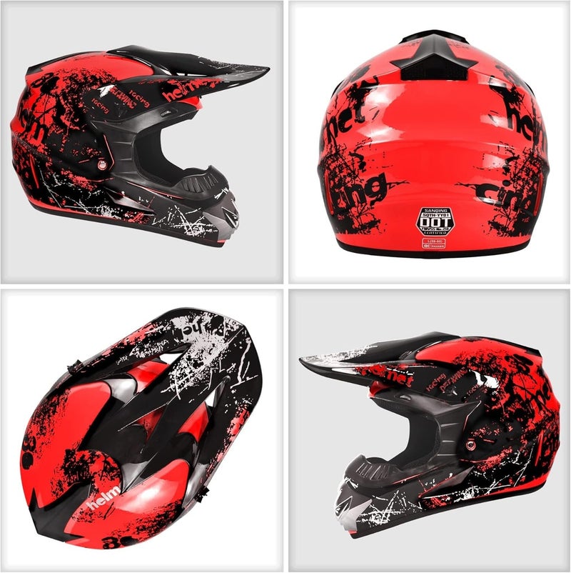 Spark Dirt Bike Helmet Set for Kids and Adults - DOT Approved Off-Road Motorcycle Helmet with Goggles, Gloves, and Mask - Image 3