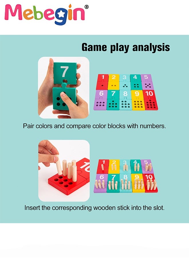 MEBEGIN - Peg Number Board Toys, Wooden Counting Toys with 55 Pegs Math Manipulatives, Math and Numbers Preschool Educational Toy Gift for Kids Age 3+ - Image 1