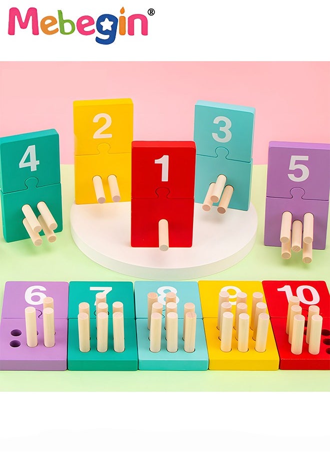 MEBEGIN - Peg Number Board Toys, Wooden Counting Toys with 55 Pegs Math Manipulatives, Math and Numbers Preschool Educational Toy Gift for Kids Age 3+ - Image 1