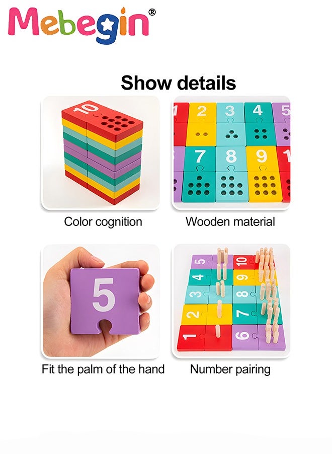 MEBEGIN - Peg Number Board Toys, Wooden Counting Toys with 55 Pegs Math Manipulatives, Math and Numbers Preschool Educational Toy Gift for Kids Age 3+ - Image 1