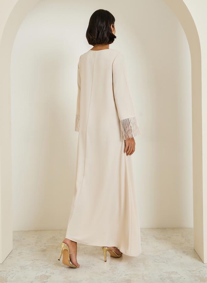 Amirah Women Sequined Patch V Neck Jalabiya - Image 5