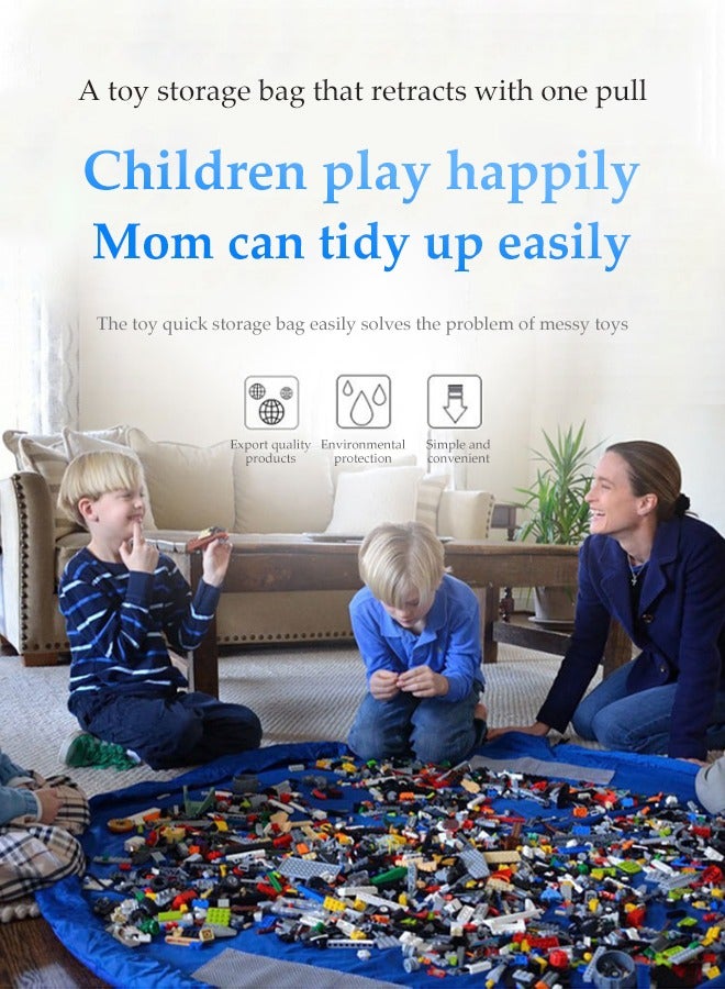 بيوينتي Play Mat,Storage Ideas Fast Cleanup, Designed for Kids Entertainment and Toy Storage to Keep the Room Neat  Tidy - Blue - Image 2