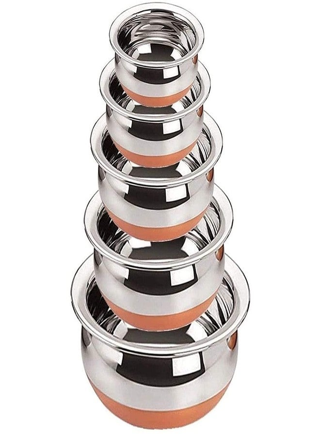 Liolis Stainless Steel Serving Bowls Handi, (400 Ml, 700 Ml, 1200 Ml, 1700 Ml, 2500 Ml, 5 Piece, Silver Stainless Steel) - Image 1
