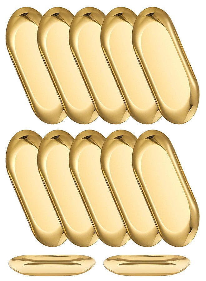 Kifmurase 12 Pcs Stainless Steel Serving Tray Set Gold Platters for Serving Food, Small Metal Trays Decorative 7“ Long Plate Oval Storage Trays Thickened Serving Dishes for Entertaining Sushi Snack - Image 1