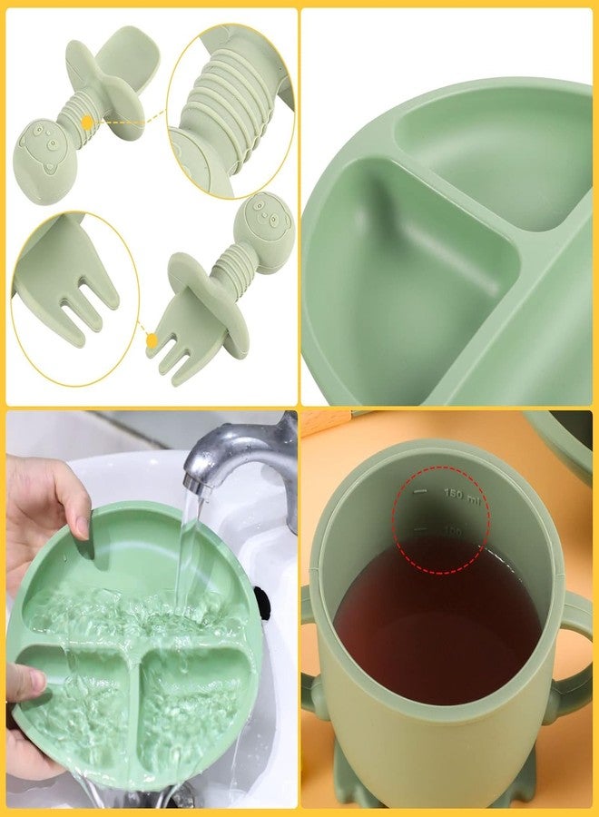 Ladila Silicone Suction Plates Solid for Baby&Toddler|Large Crumb Pouch|Suction Bowl,Cup,Fork,and Spoon Cutlery Set|Easy Wipe Clean|Baby Feeding Sets for Babies and Toddlers (8 Pcs) - Image 3